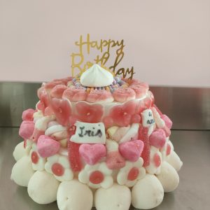 gâteau de bonbons 2 étages thème rose / pink